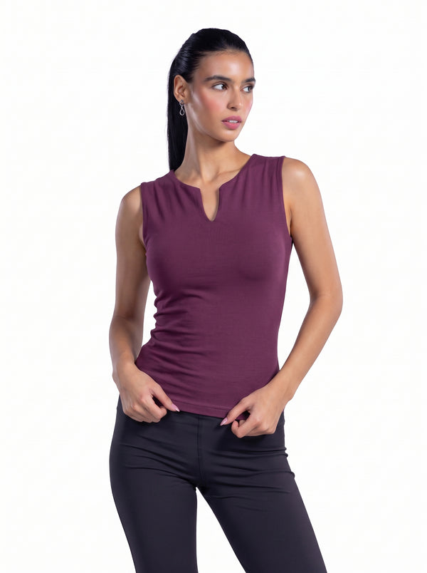 Notch Neck Sleeveless Top