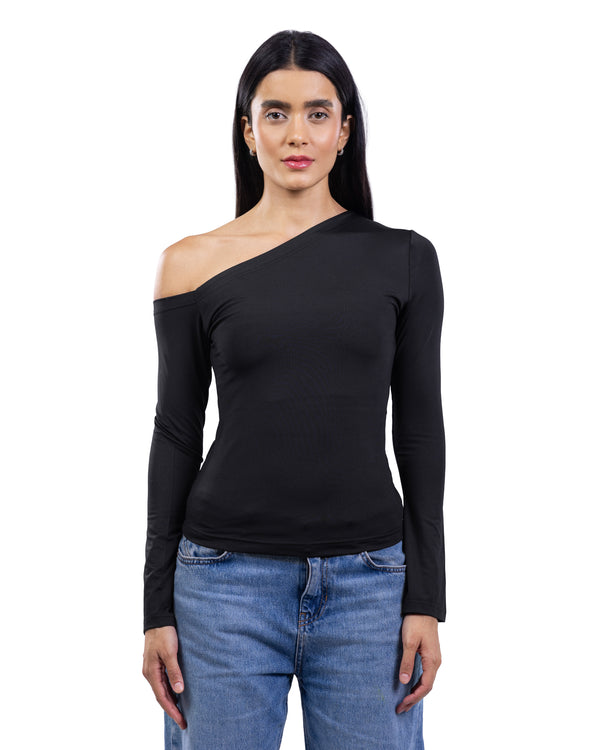 One Shoulder Flared Sleeve