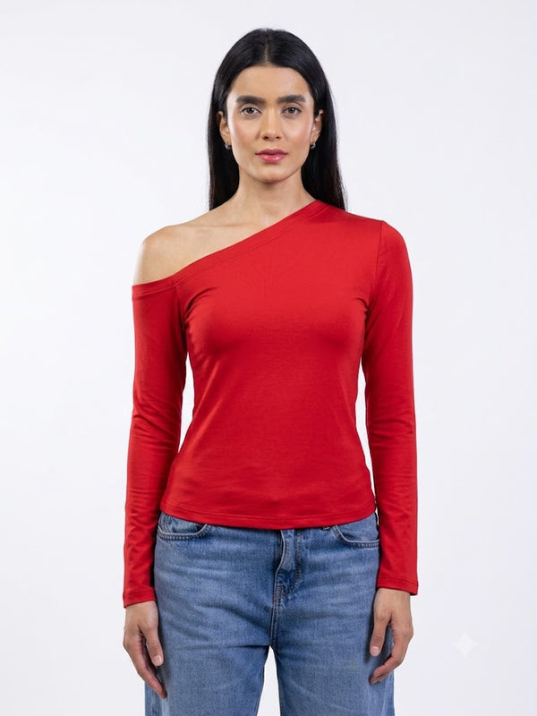 One Shoulder Flared Sleeve