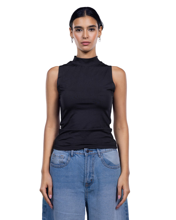 Sleeveless High Neck Top