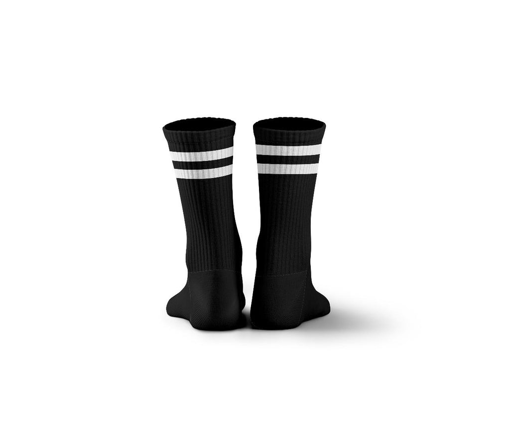 Basic black with white strips Mid Calf socks